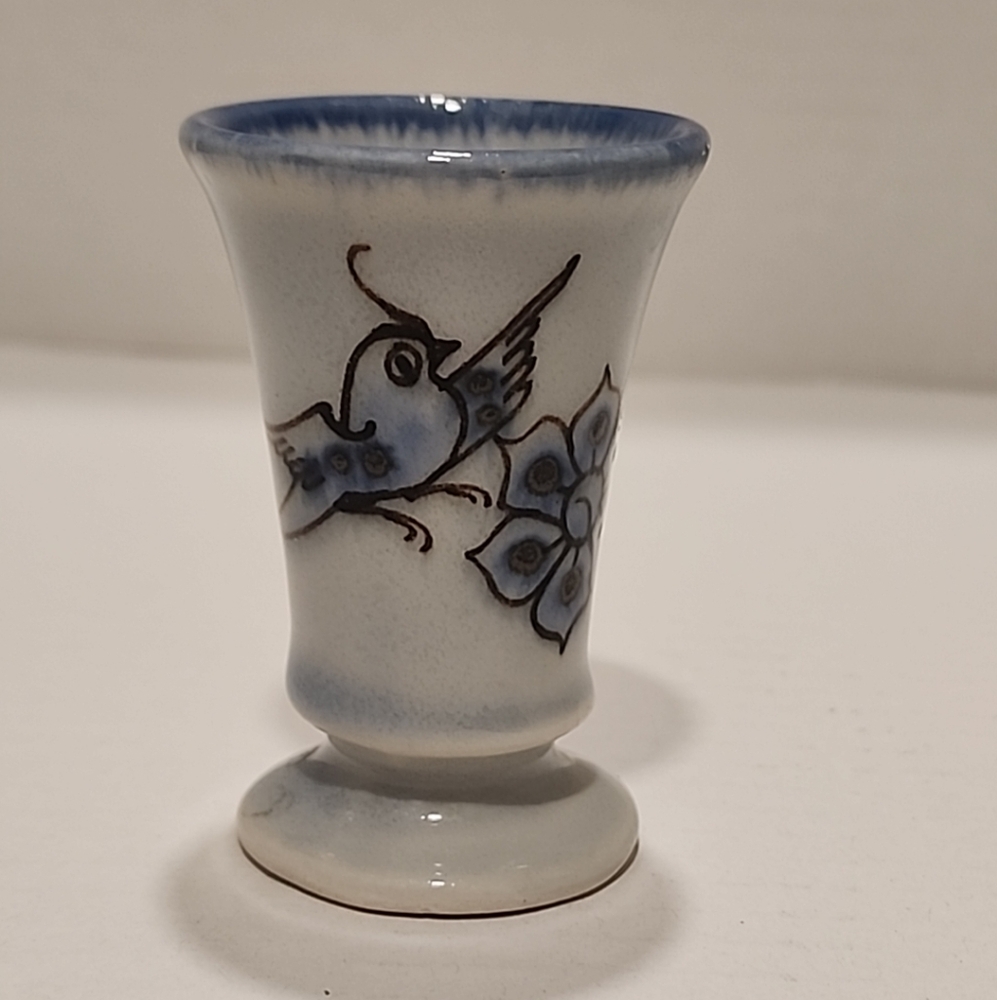 Vintage Mexican Folk Art Ceramic Toothpick Edwards Bird Flower Butterfly